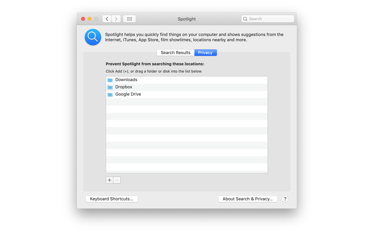 Manage Spotlight indexing Manage Spotlight indexing