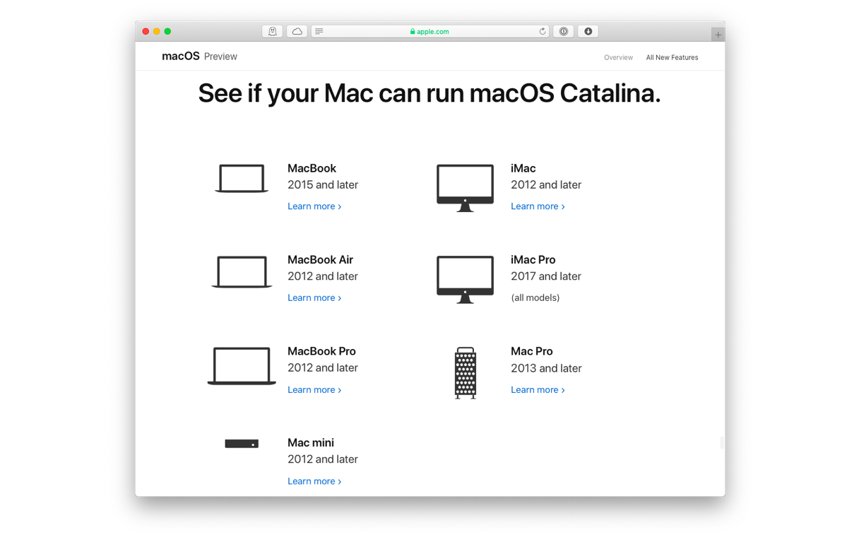 macos catalina system requirements