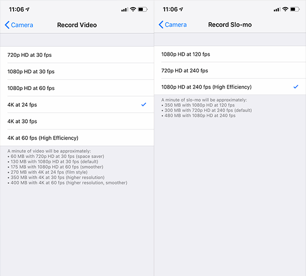 iPhone X's camera settings for shooting video iPhone X's camera settings for shooting video