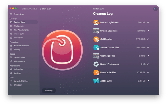 CleanMyMac - cleanup log CleanMyMac - cleanup log