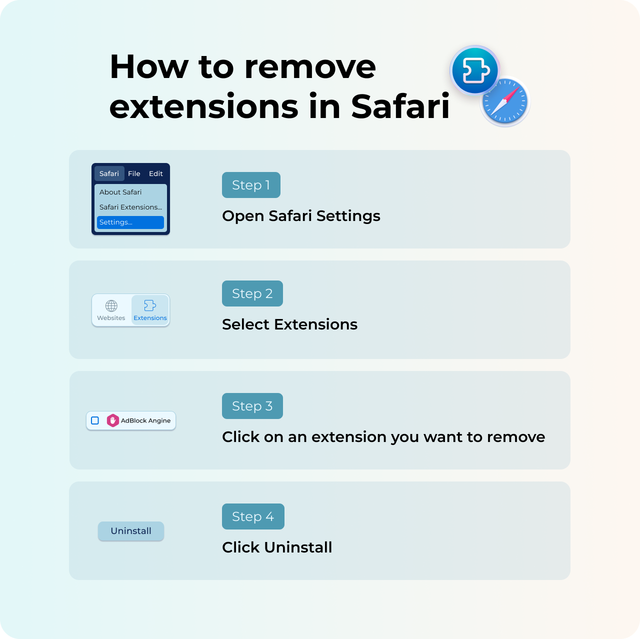 How to remove extensions in Safari