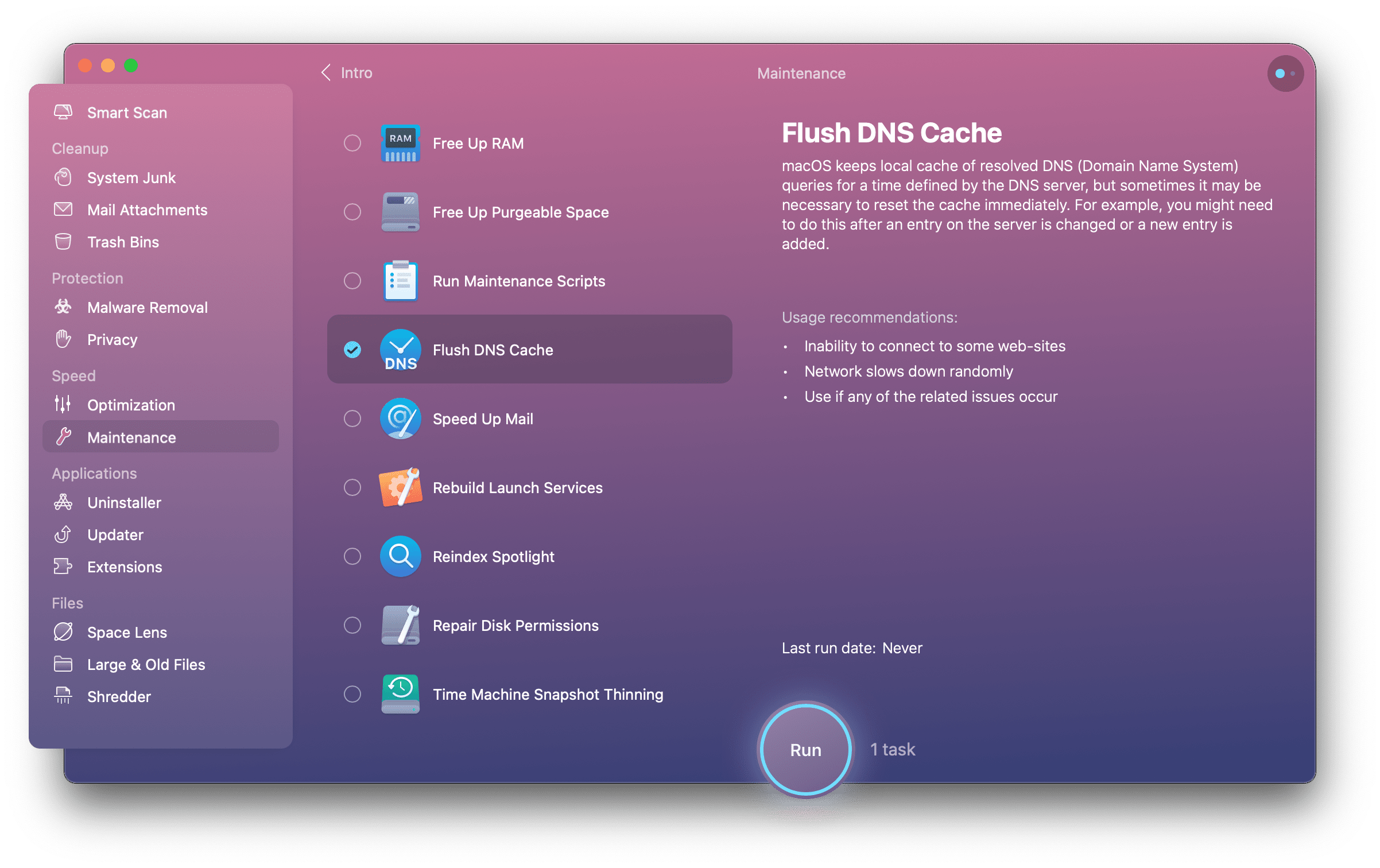 flush your DNS cache with a free tool in CleanMyMac X