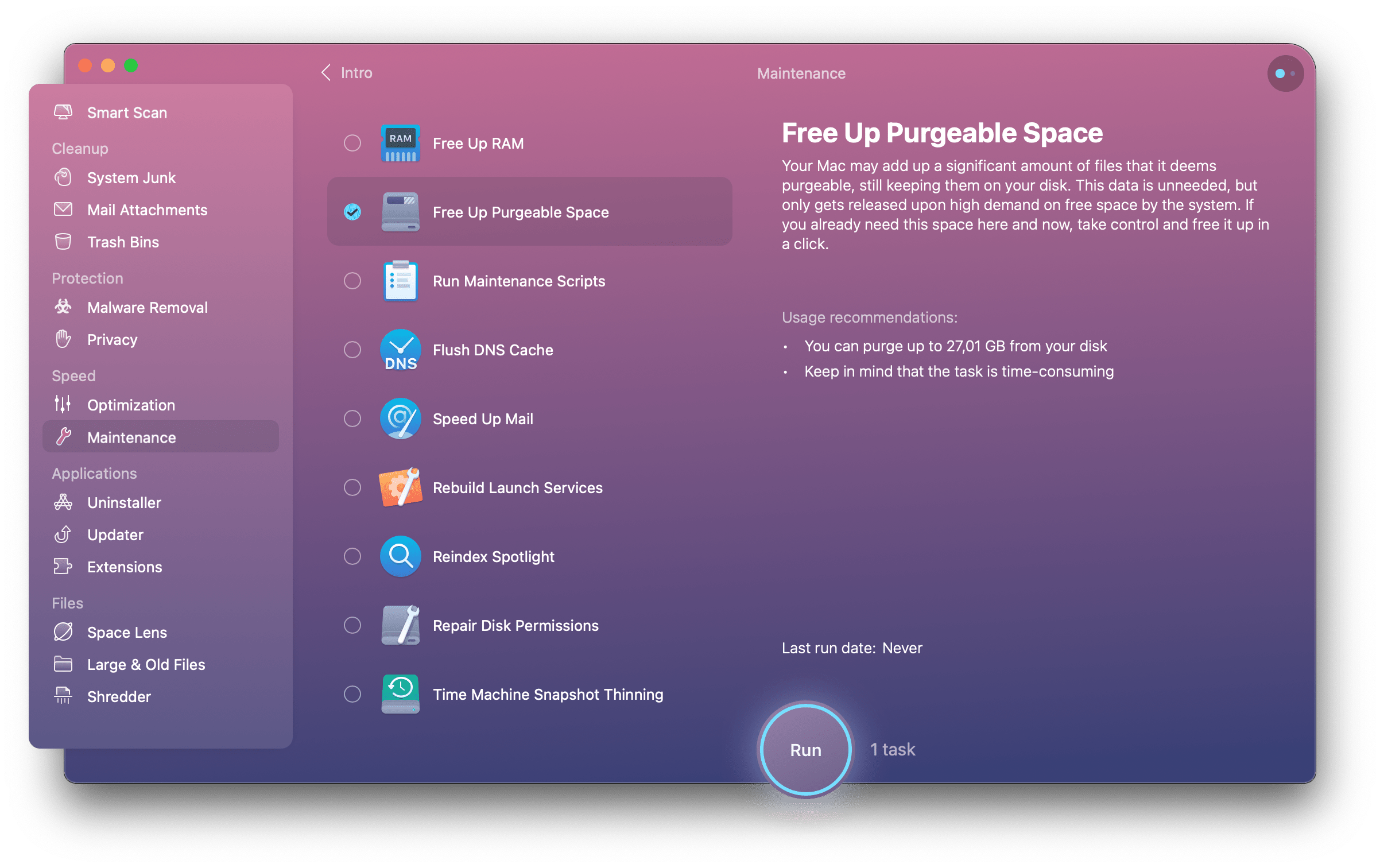 purgeable cleaner for mac free