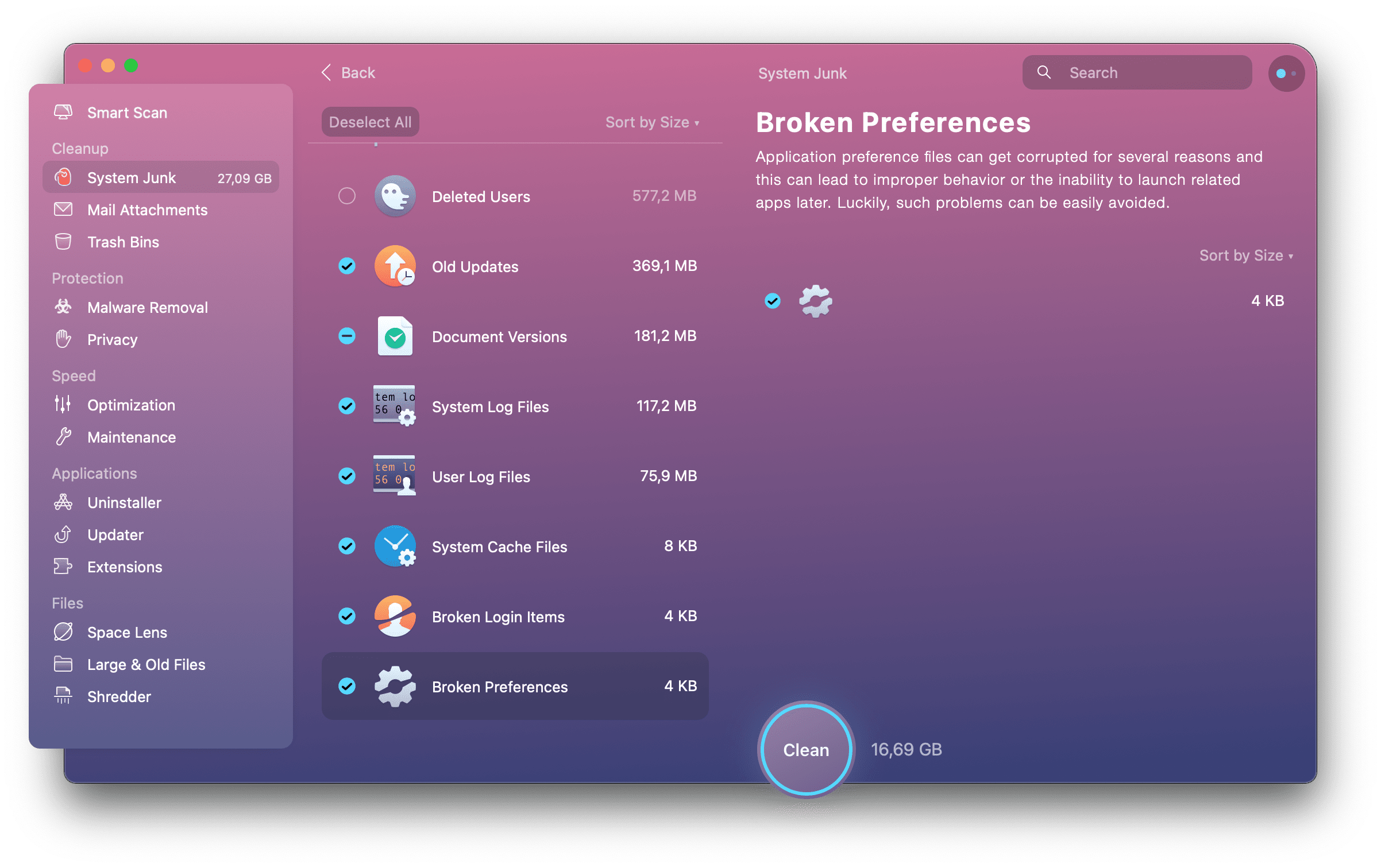 Select the Broken Preferences tab