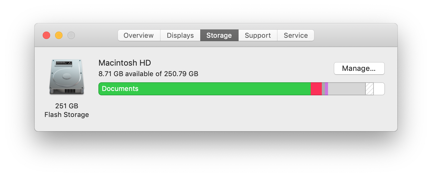 clearing space on mac startup disk