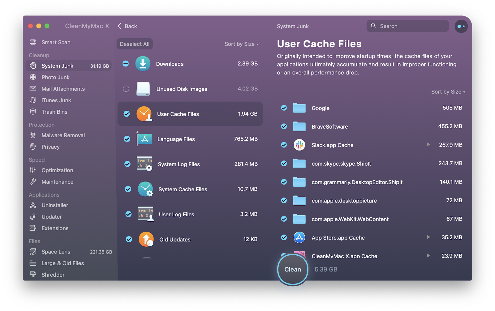 Delete system junk and outdated caches Delete system junk and outdated caches