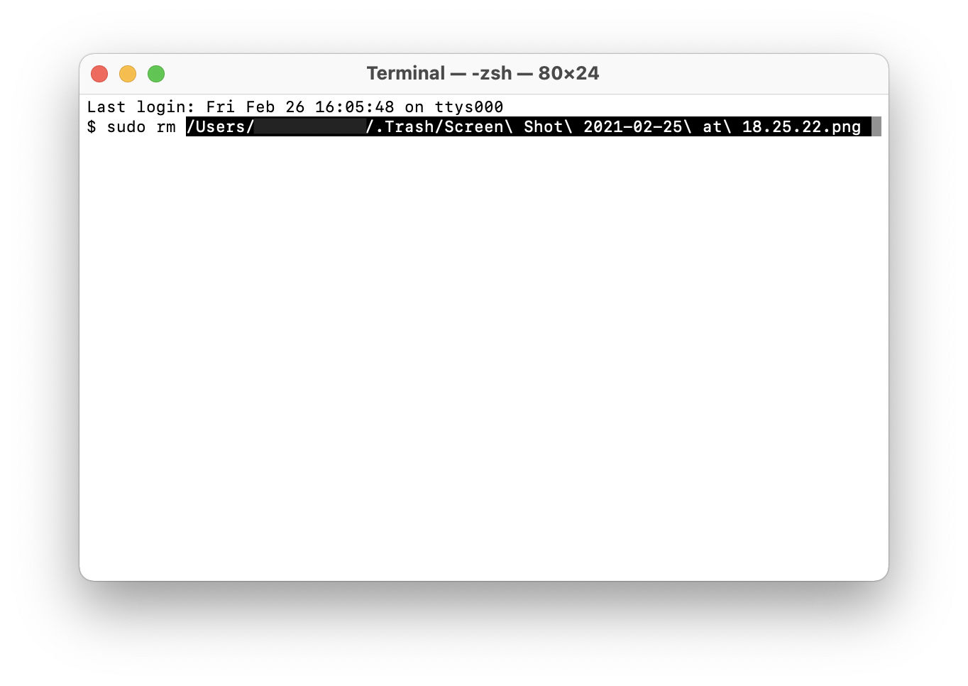 force empty trash on mac with terminal on macos mohave