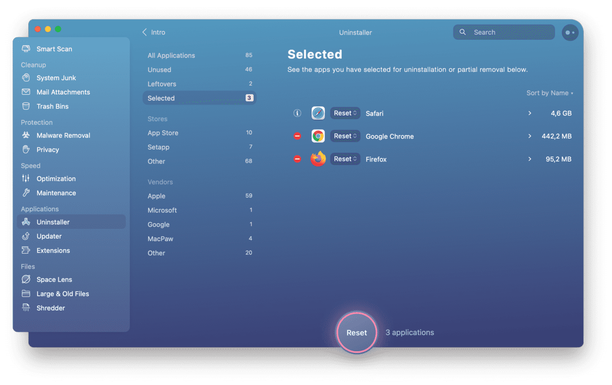 Reset Safari browser with CleanMyMac X