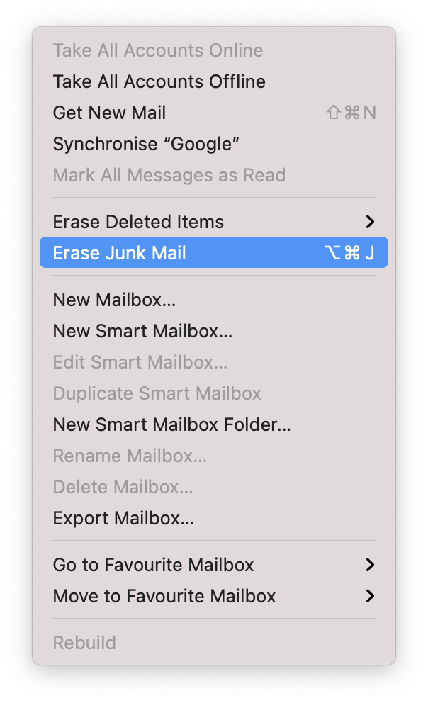 Clear Mail Storage on Mac