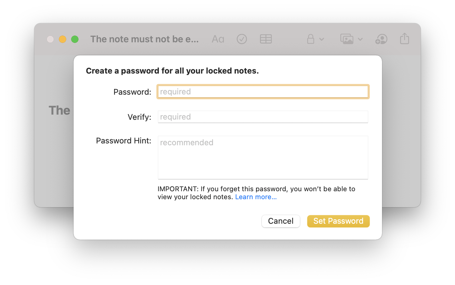 How to lock notes on Mac