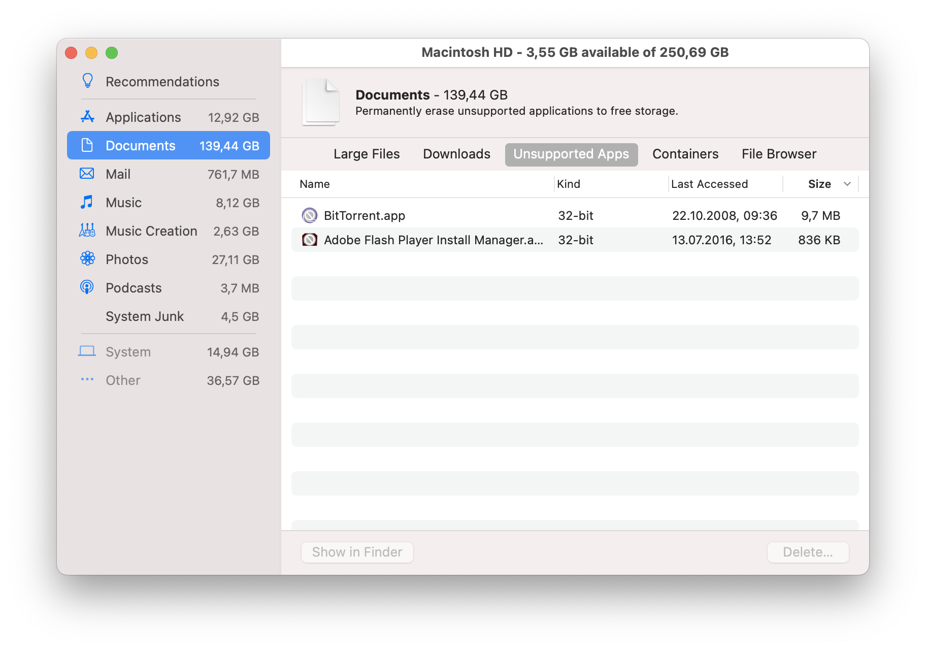 how to clear the other storage on mac