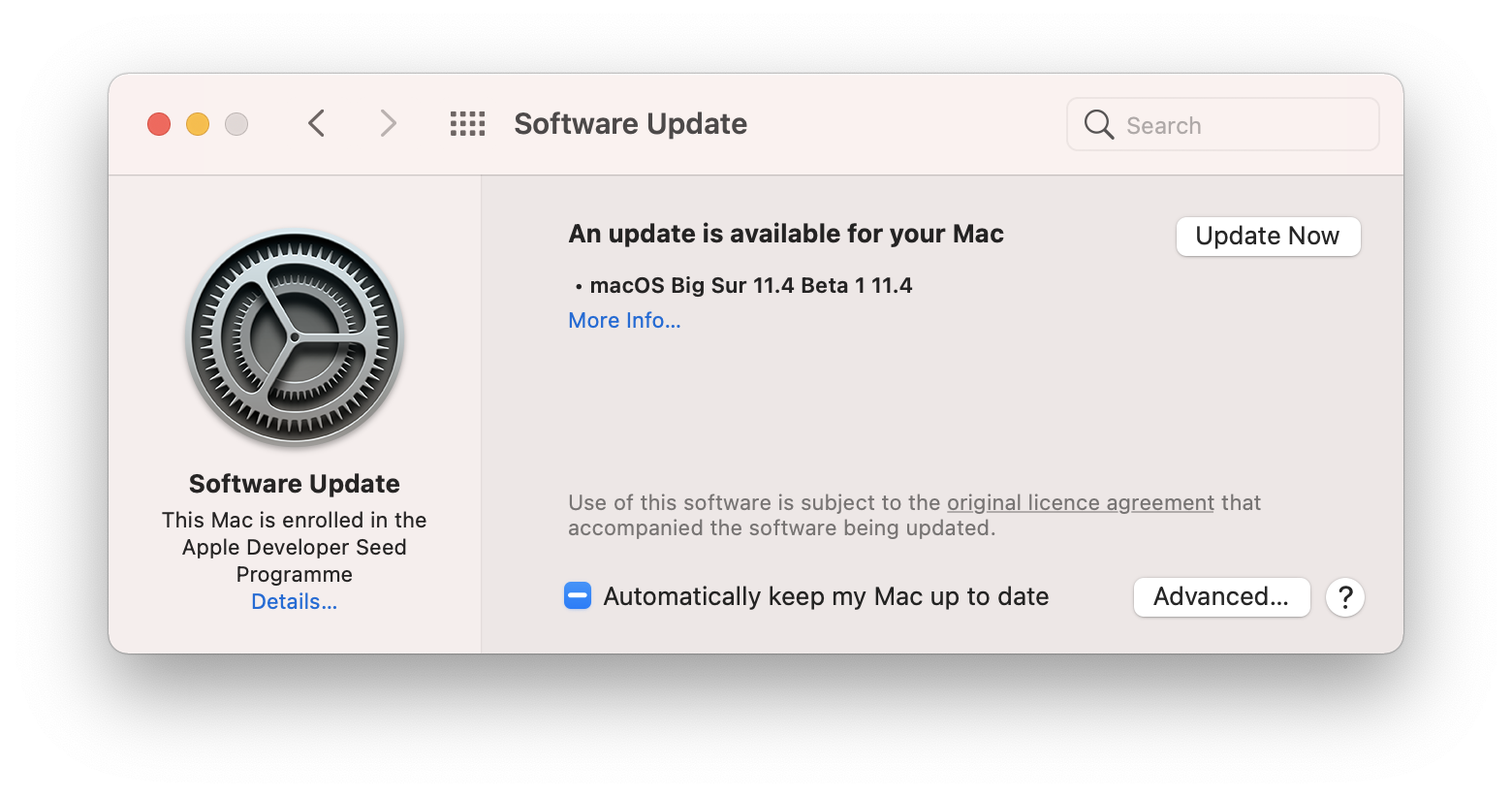 macOS update pane