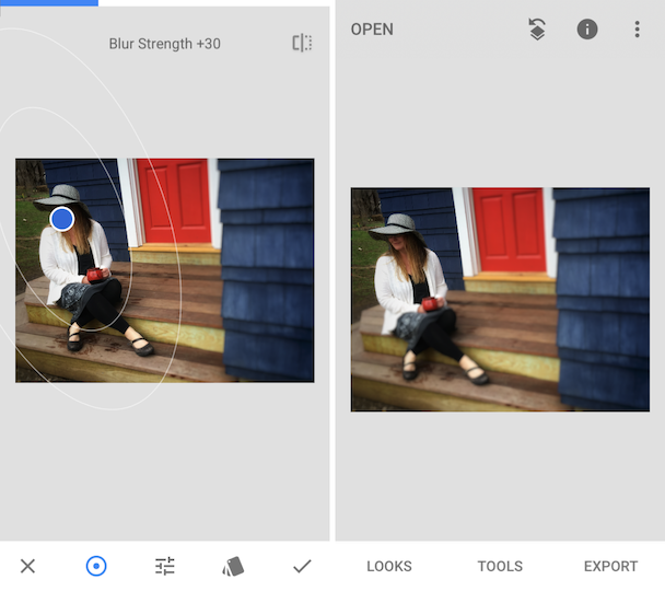 Captures d'écran: Comment brouiller une image sur iPhone à l'aide de Snapseed