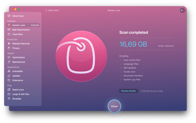 System Junk module in CleanMyMac