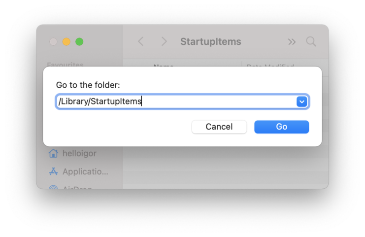 Removing startup items manually on Mac