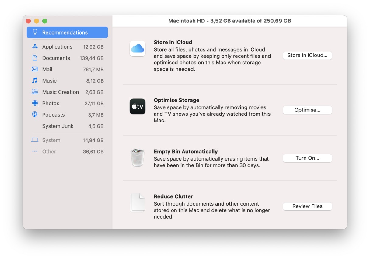 how to clear the other storage on mac