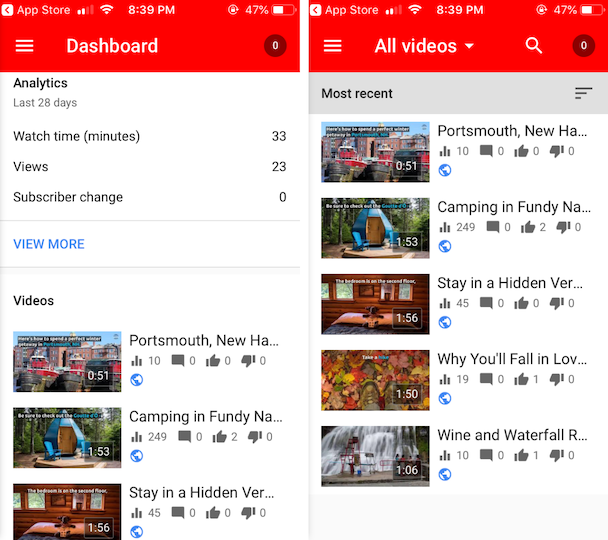 Tangkapan layar YouTube Studio, editor video pribadi YouTube