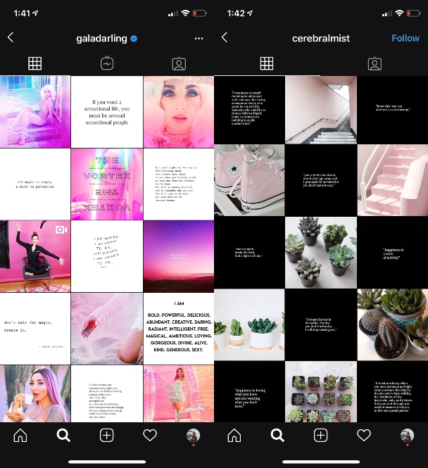 Sample of instagram profile