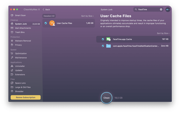 How to clean FaceTime cache in CleanMyMac