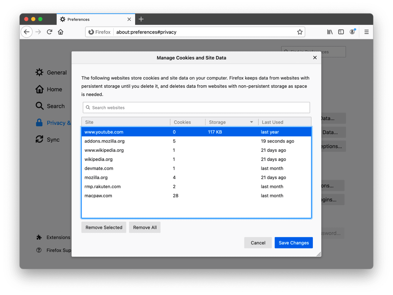 how to clear cookies and cache on mac