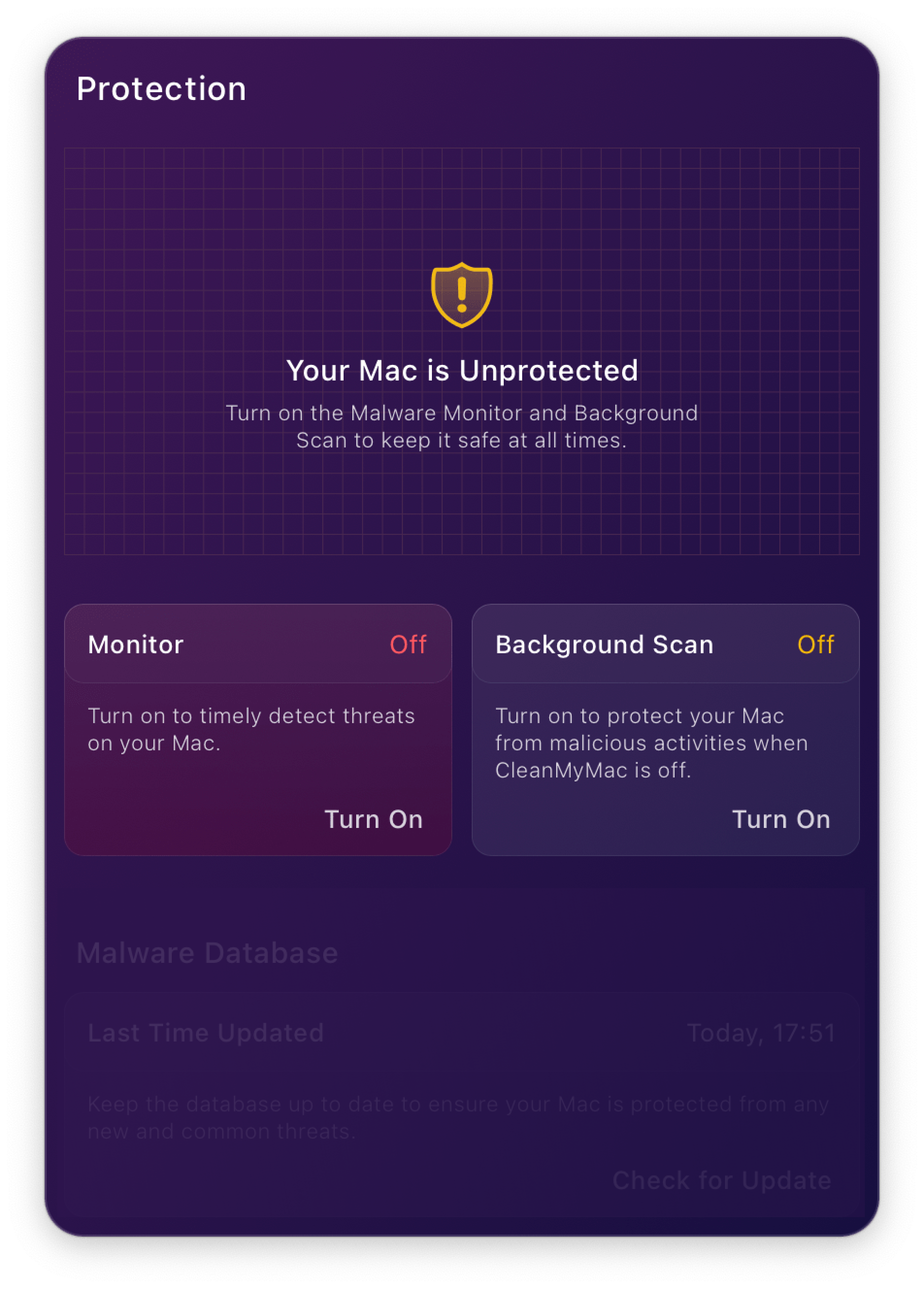 protection monitor — your mac is unprotected alert