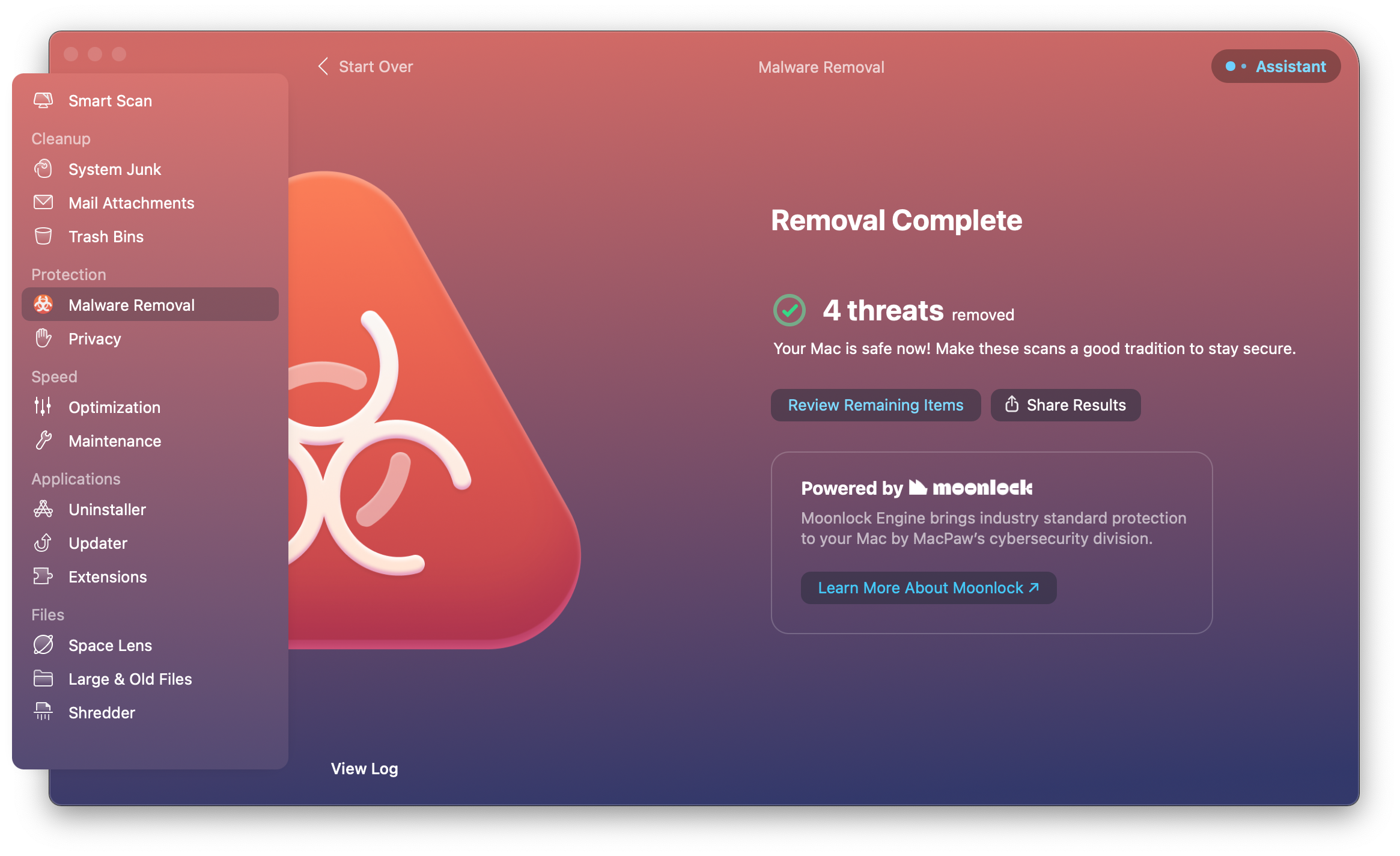 CleanMyMac X's Malware Removal module