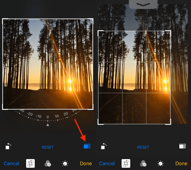 crop a photo on iPhone