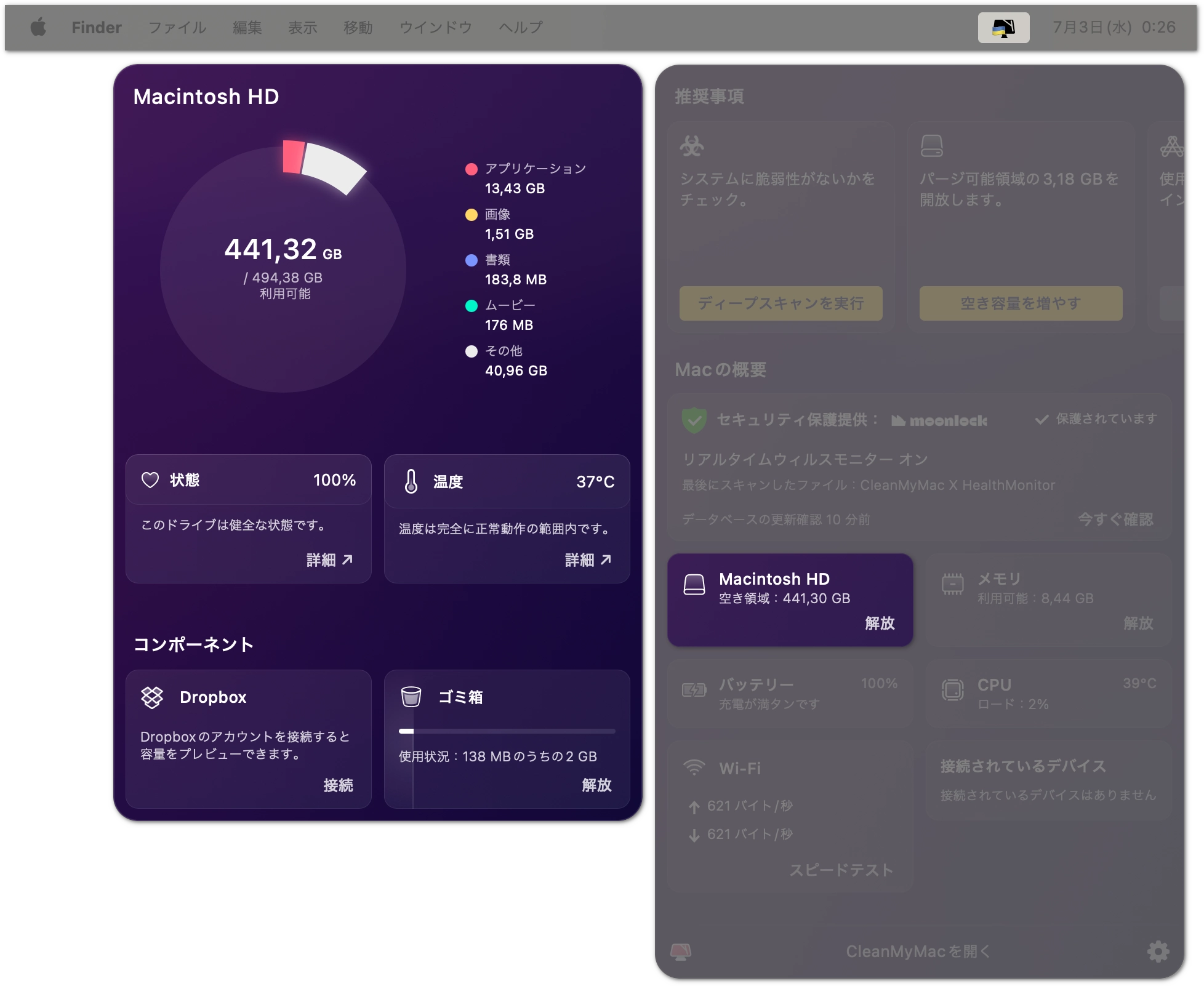 Disk monitor general view