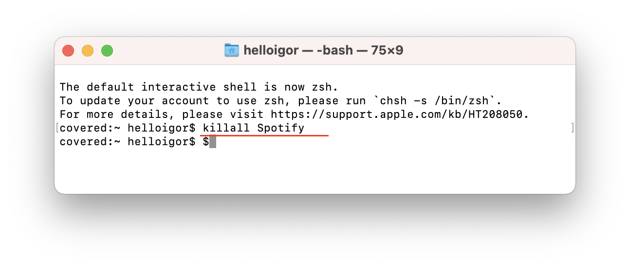 uquit bash on mac terminal