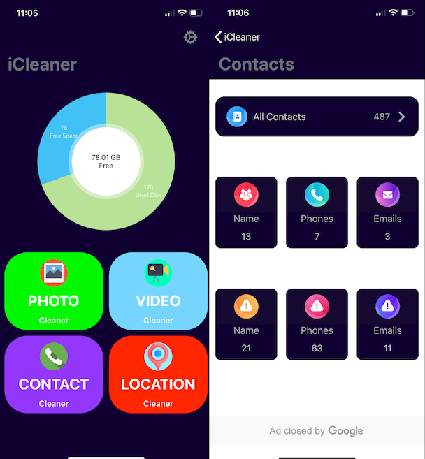 contacts cleaner iphone app