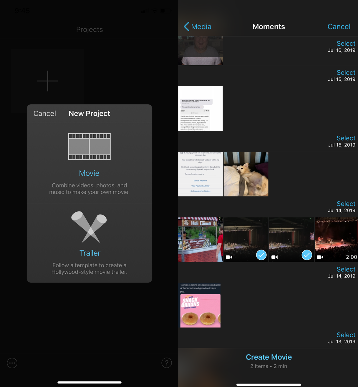 how to make imovie on iphone