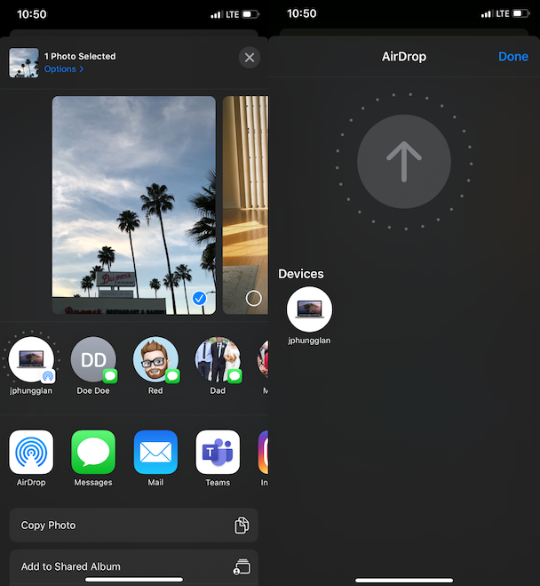 how to use airdrop mac to iphone photos