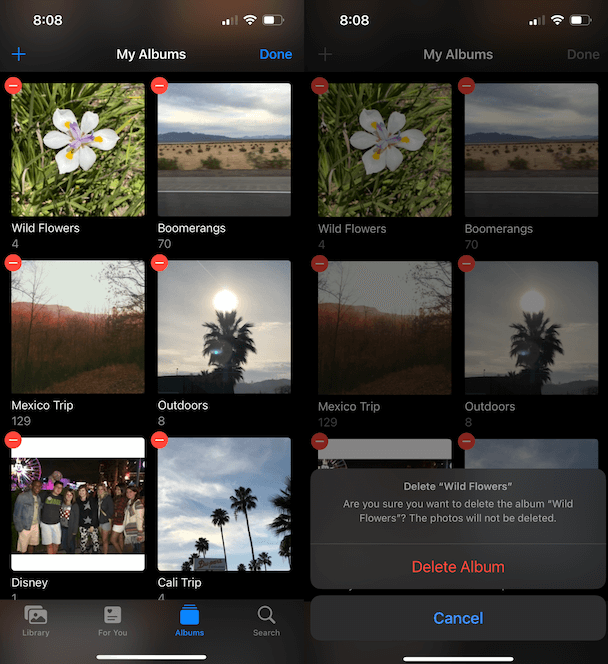 How to delete a photo album on iPhone
