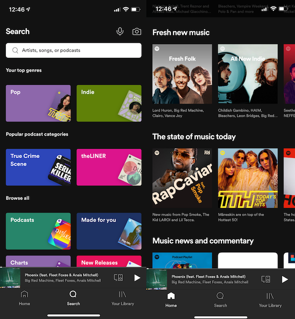 Spotify app screenshots