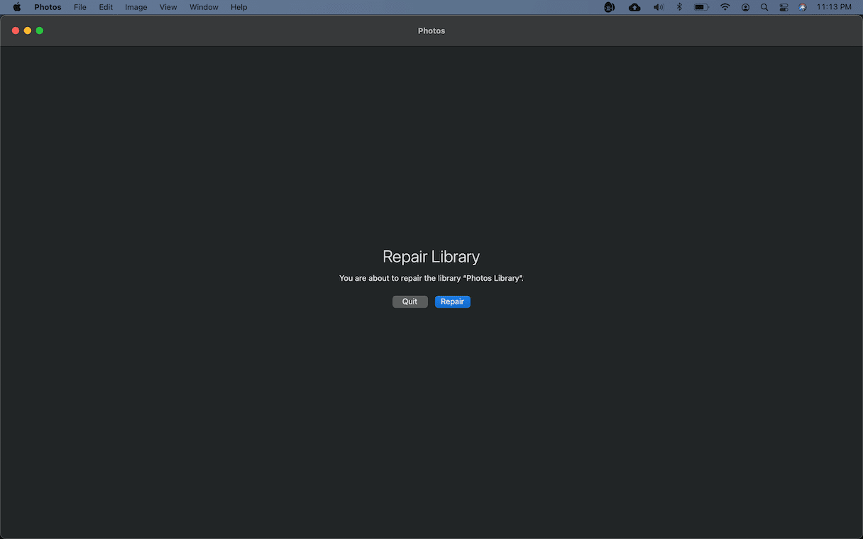 How to repair Photos library
