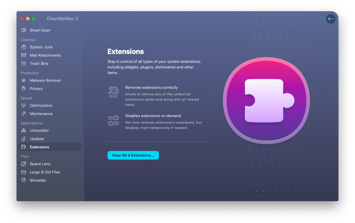 Extensions feature