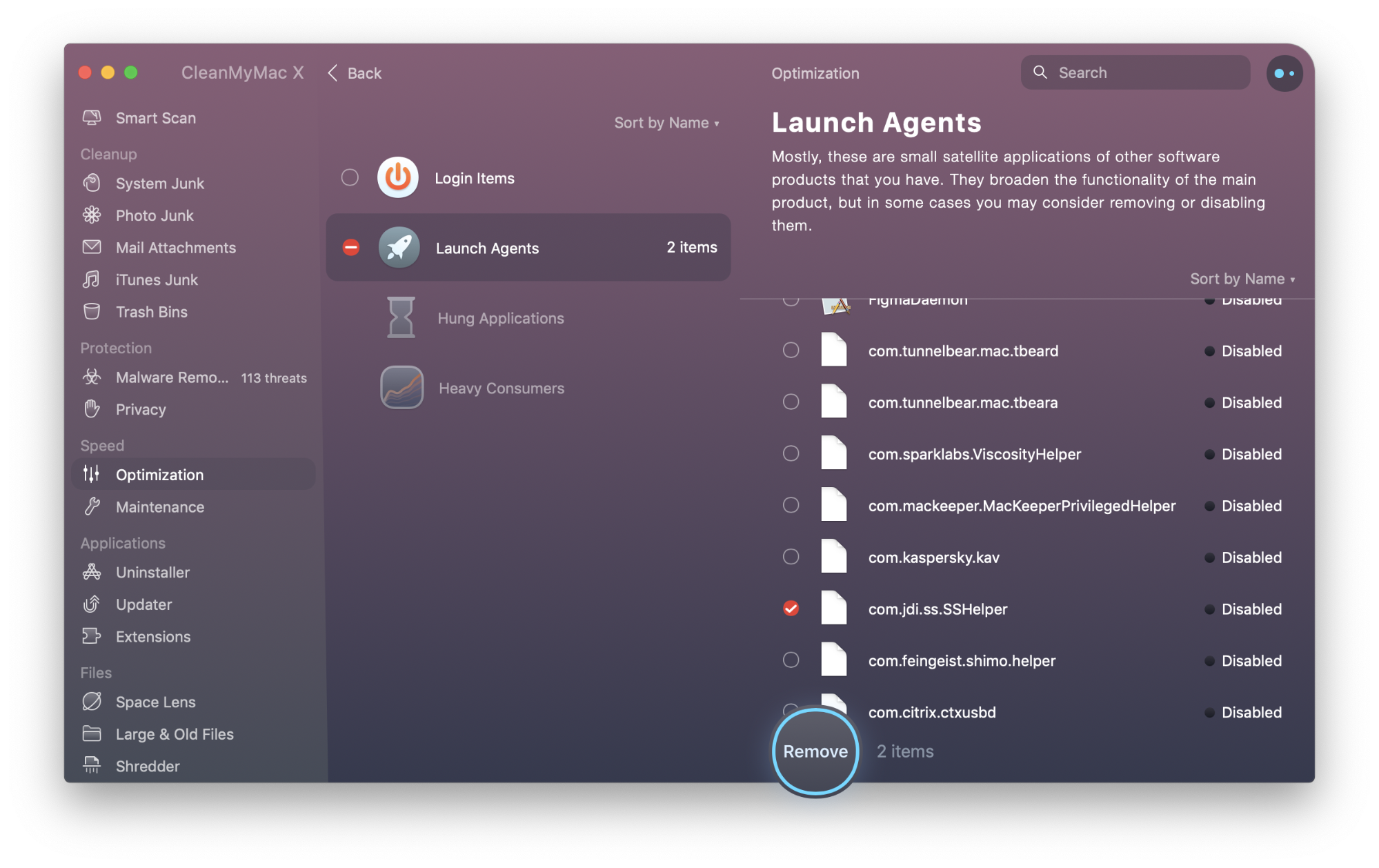 Launch Agents Module in CleanMyMac Launch Agents Module in CleanMyMac
