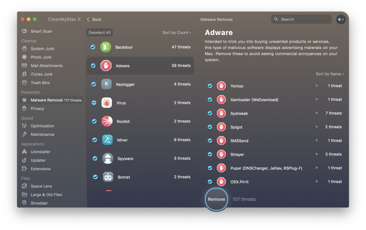 CleanMyMac X Malware Removal
