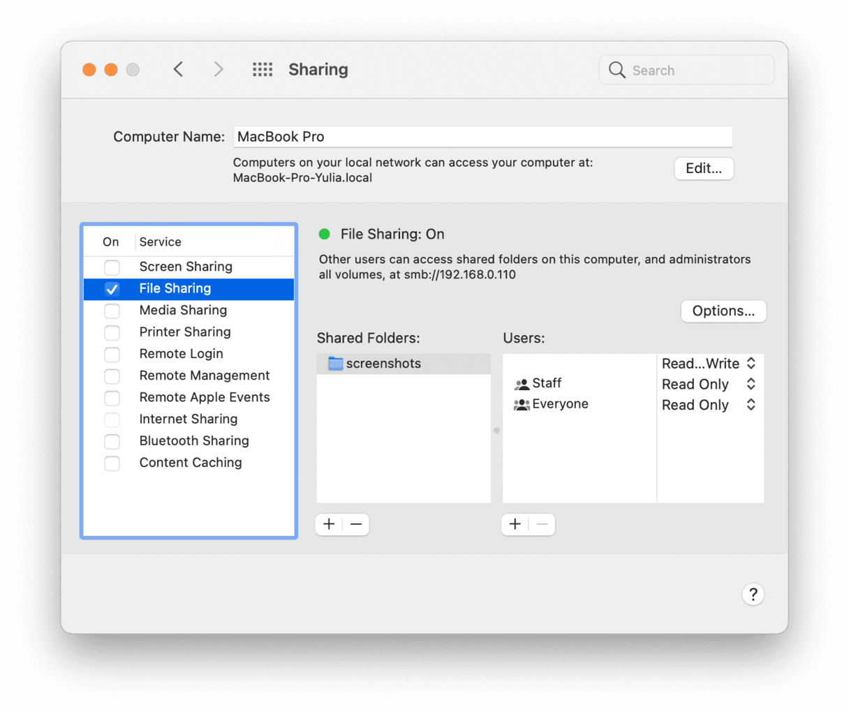 mac file sharing not working