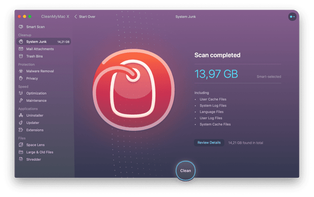 CleanMyMac - System Junk module