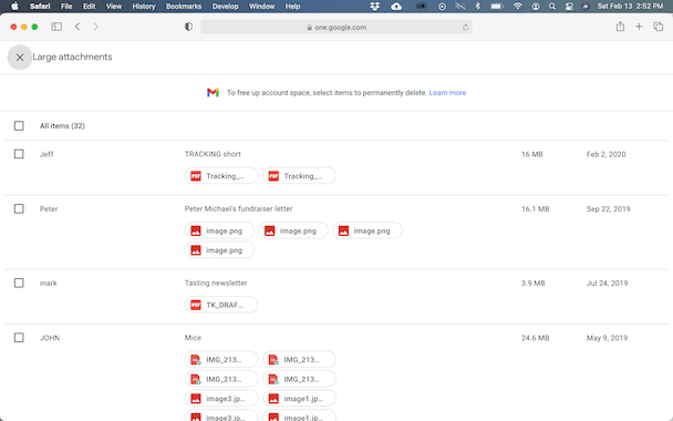 How to remove large attachments in Google Drive