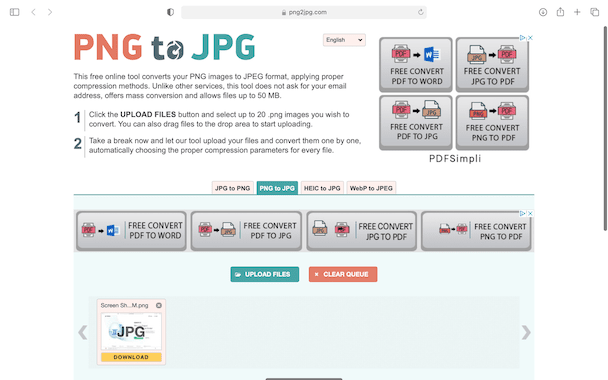 Captura de pantalla de PNGtoJPG