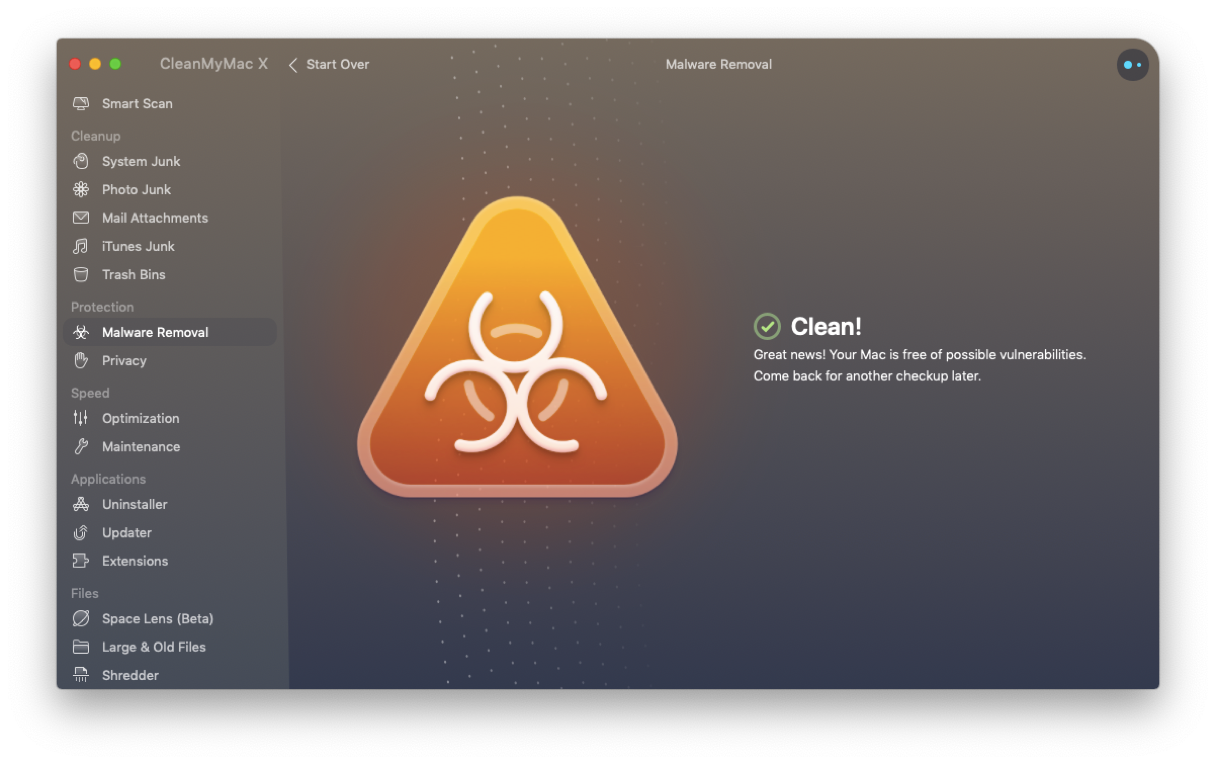 Malware borttagning med CleanMyMac X