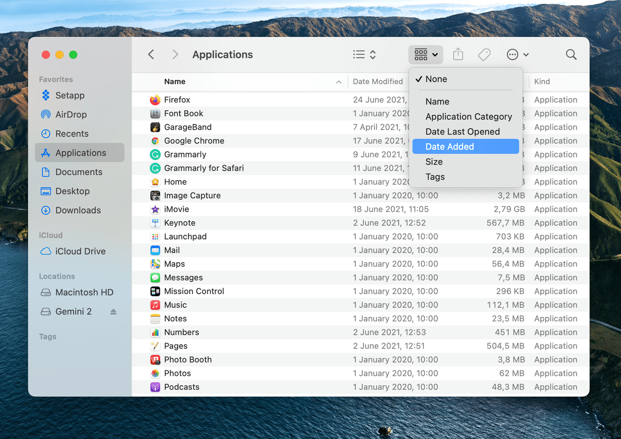 How to sort apps by date