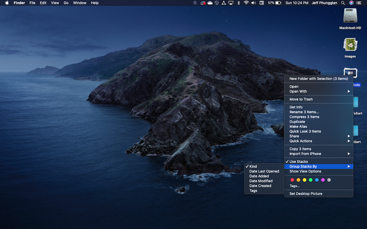 How to use Desktop stacks
