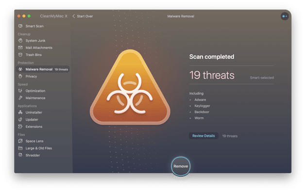 CleanMyMac X - Malware removal module