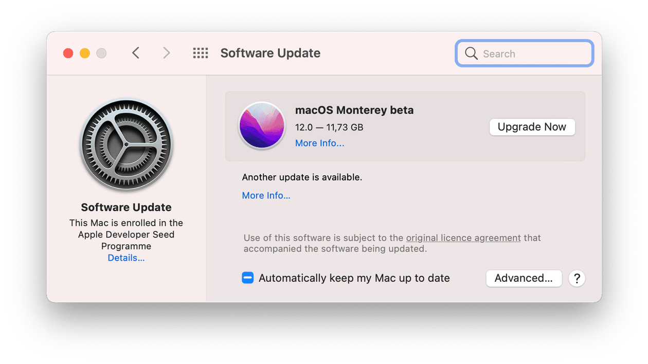 macOS update window