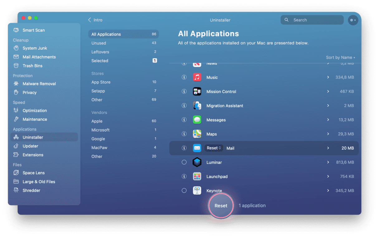 How to reset Mail app with CMM